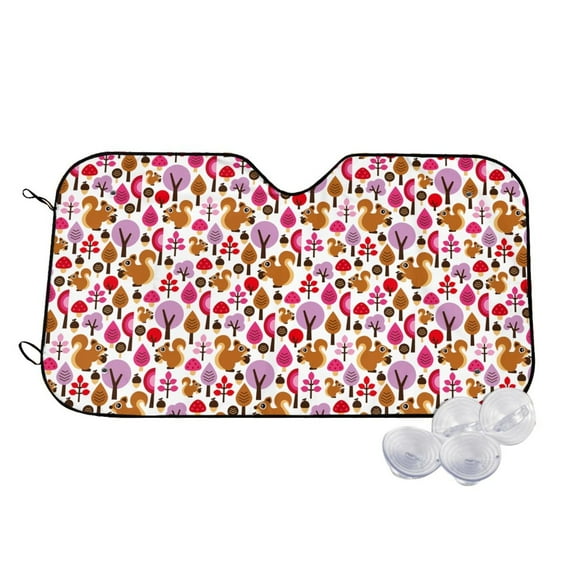 Kdxio Squirrel In The Forest Print Windshield Sun Shade,UV Rays and Sun Heat Protection,Sunshade for Car Windshield,Car Shade Front Windshield -