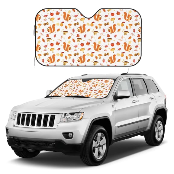Kdxio Squirrel InThe Forest3 Print Windshield Sun Shade, Foldable Sun Blocker for Car,Truck,SUV Automotive Interior Sun Protection,Reflective Shade for Front Windshield(Small)