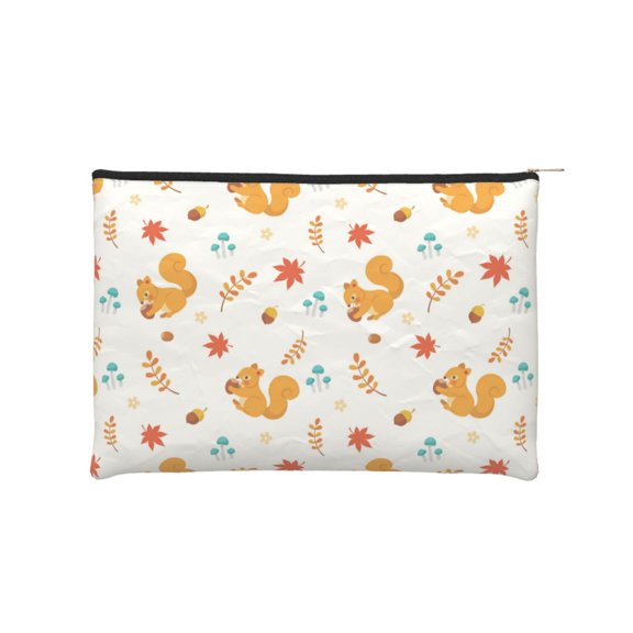 Kdxio Squirrel Maple Leaves And Nuts Makeup Bag Toiletry Bag Canvas Makeup Bags Zipper Cosmetic Pouch Travel Cosmetic Pouch for Women Gifts