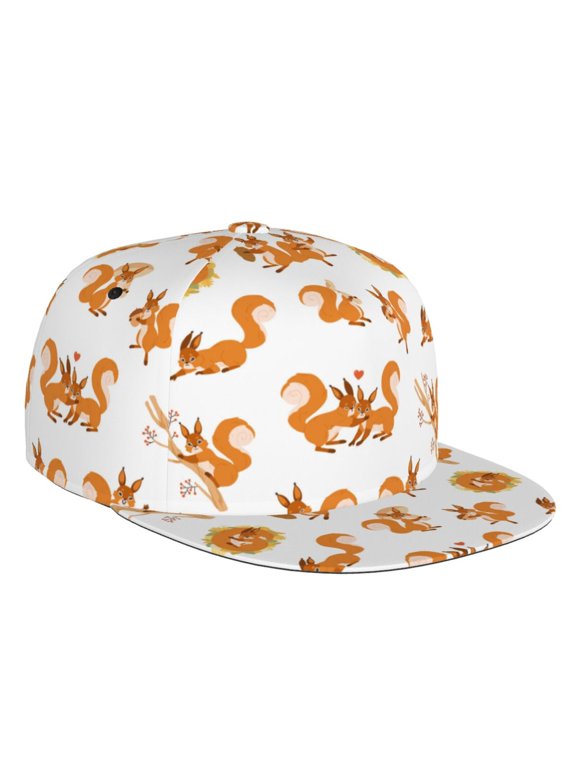 Squirrel Playing Print Snapback Hat for Men Women,Adjustable Baseball Cap