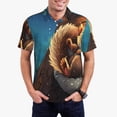 thumbnail image 1 of Kdxio Squirrel Sleeping In Tree Print Men's Short Sleeve Polo Shirt,Midweight Men's Shirt-XX-Large, 1 of 5