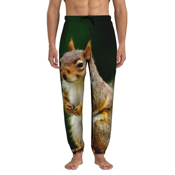 Kdxio Squirrels Eating Peanuts On The Tree Pattern Joggers,Sweatpants for Men with Pockets-Large