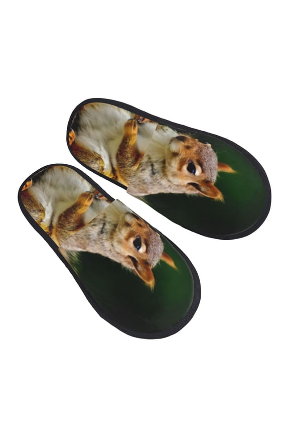 Squirrels Eating Peanuts On The Tree Pattern Slippers for Women Memory Foam Fuzzy House Slippers Bedroom Non-slip Warm Womens Slippers