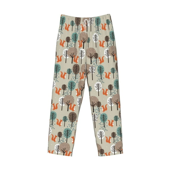 Kdxio Squirrels and Trees Print Men's Sleep Pajama Pant Lounge Pants with Pockets