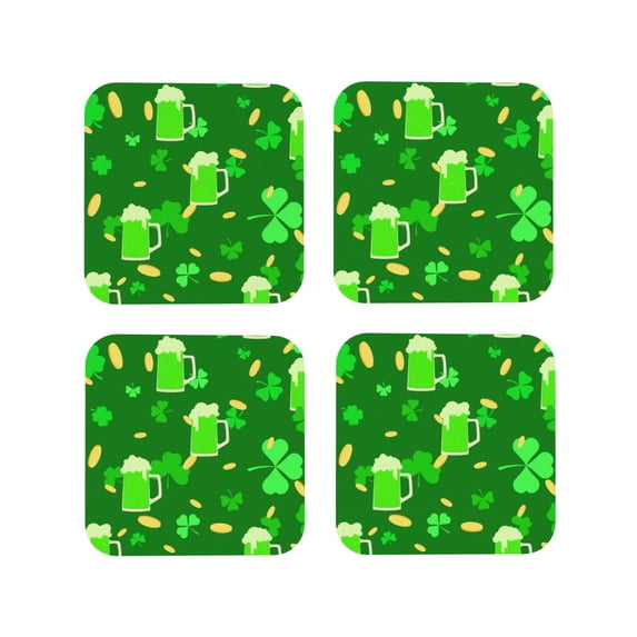 Kdxio St Patrick'S Day2 Funny Coasters,4 Pcs Leather Coasters,Housewarming Gifts,Protect Furniture From Water Marks Scratch And Damage