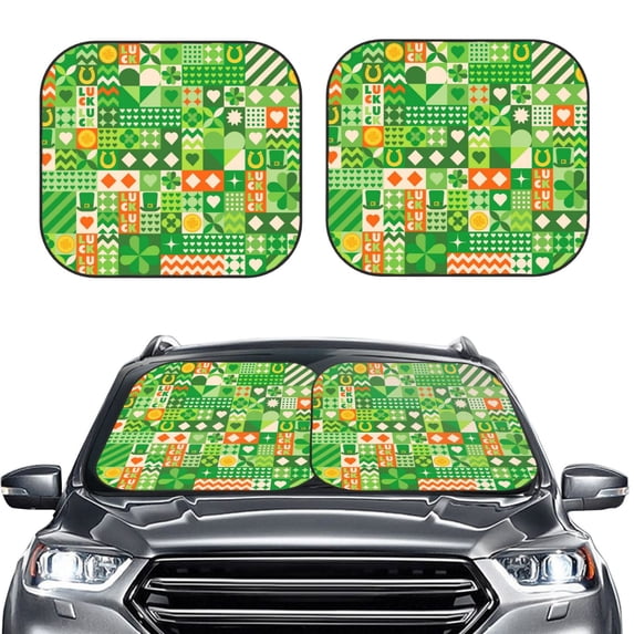 Kdxio St Patrick'S Day6 Print 2-Piece Sun Shade Front Windshield - Foldable Car Front Window Sunshades For Most Sedans Suv Truck