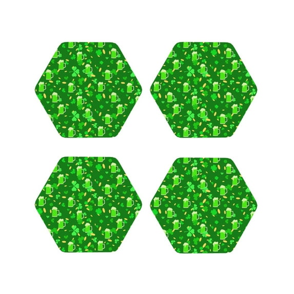 Kdxio St Patrick's Day2 Funny Coasters,4 Pcs Leather Coasters,Housewarming Gifts,Protect Furniture from Water Marks Scratch and Damage