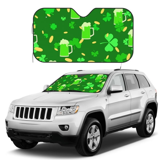 Kdxio St Patrick's Day2 Print Windshield Sun Shade, Foldable Sun Blocker for Car,Truck,SUV Automotive Interior Sun Protection,Reflective Shade for Front Windshield(Medium)