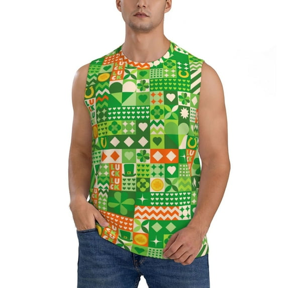 Kdxio St Patrick's Day6 for Men's Muscle T-shirt,Sleeveless for Workout Running Athletic Gym Lounge Casual