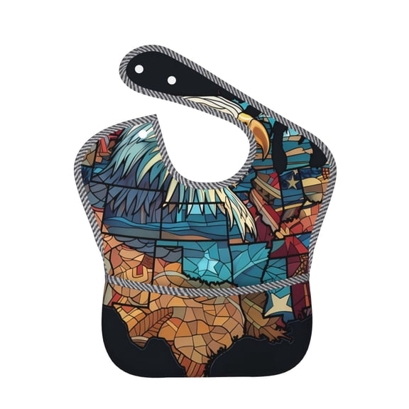 Kdxio Stained Glass Eagle USA Bibs For Babies, Baby Bibs for Eating, Toddler Bibs, Waterproof Bibs, Feeding Bibs, for Toddlers, Boys, Girls
