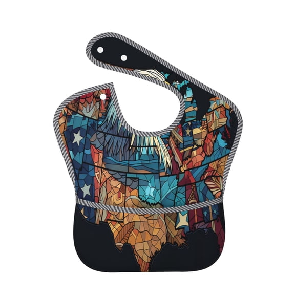 Kdxio Stained Glass Eagle USA Bibs For Babies, Baby Bibs for Eating, Toddler Bibs, Waterproof Bibs, Feeding Bibs, for Toddlers, Boys, Girls