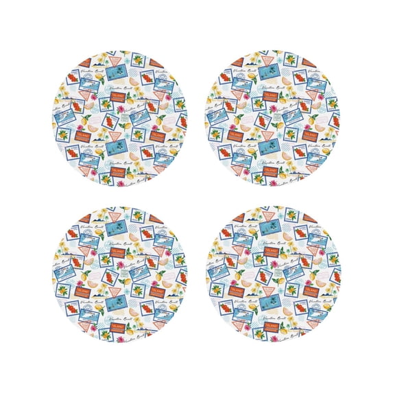 Kdxio Stamp Funny Coasters,4 Pcs Leather Coasters,Housewarming Gifts,Protect Furniture from Water Marks Scratch and Damage