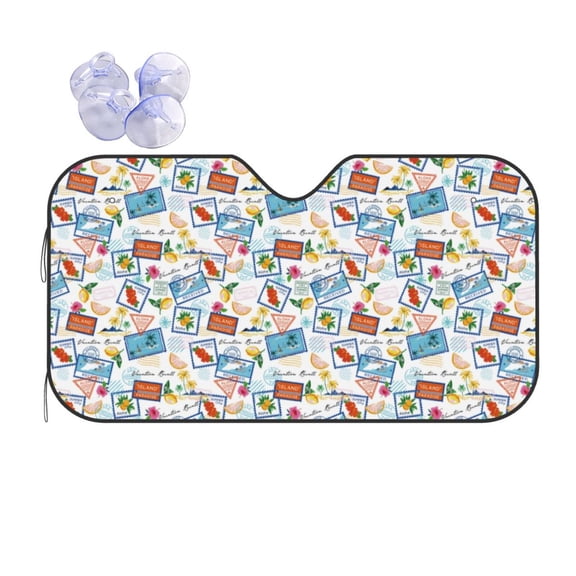 Kdxio Stamp Print Front Windshield Sun Shade,Folding Auto Sunshade for Car Truck SUV-Small