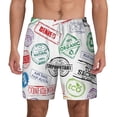 thumbnail image 1 of Kdxio Stamp Set Collection Print Men'S Swim Trunks With Compression Liner 7 Inch Inseam Quick Dry Swim Shorts, 1 of 7