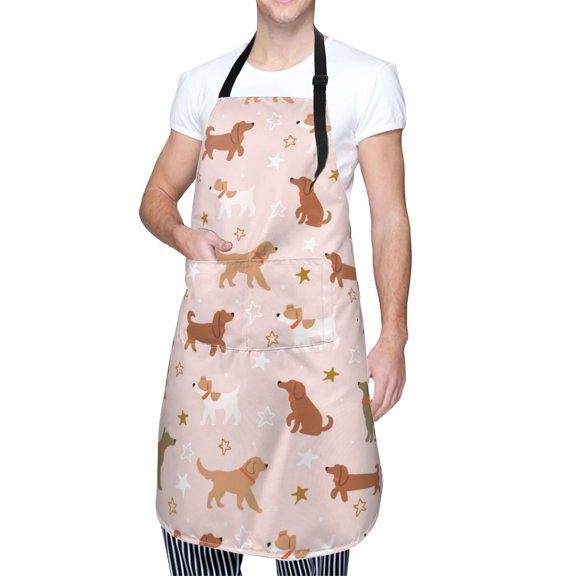 Kdxio Star Cute Dog Apron with Pockets Adjustable Kitchen Aprons for Men Women Waterproof Aprons for Cooking,Drawing,Crafting, Baking Household Cleaning