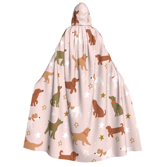 Kdxio Star Cute Dog Print Hooded Cloak Unisex Cloak with Hood Halloween Christmas Cape Cosplay Costume