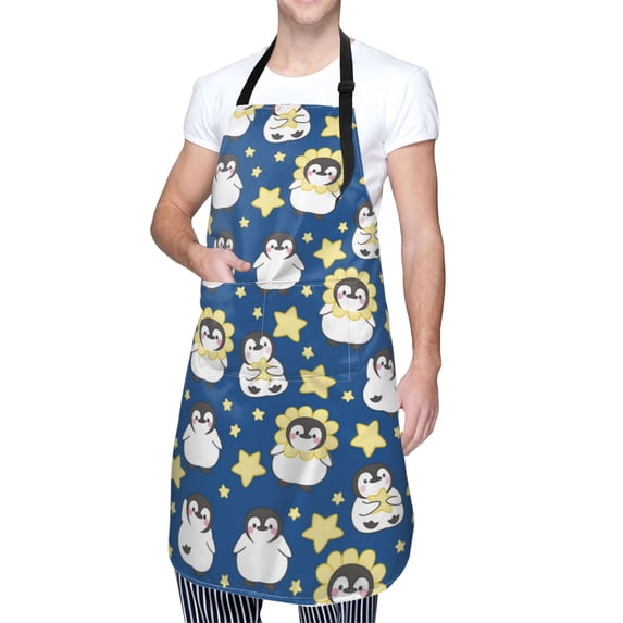 Kdxio Star Penguin Apron with Pockets Adjustable Kitchen Aprons for Men Women Waterproof Aprons for Cooking,Drawing,Crafting, Baking Household Cleaning