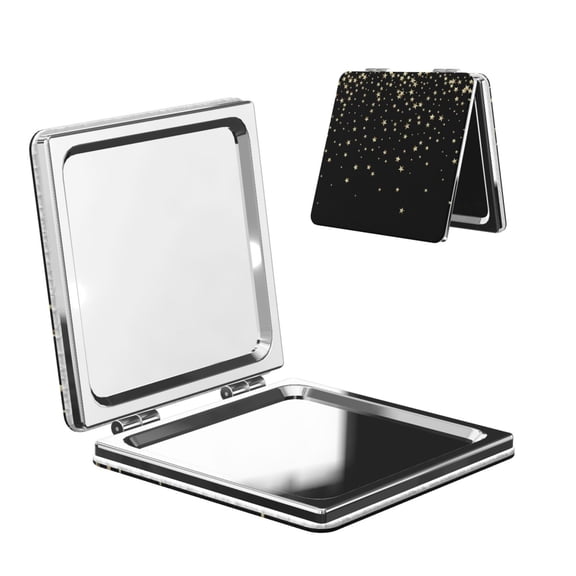 Kdxio Star Silver Glitter Pocket Mirror, 1X/2X Travel Makeup Mirror 2-Sided Folding Small Mirror Portable Double-Sided Magnifying Cosmetic Mirror for Gift-Square