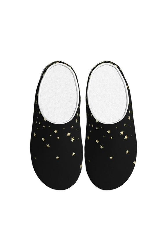 Star Silver Glitter Women's Men's Slippers Plush Slip-On House Slipper for Winter Indoor Soft Cushion Non-slip Fluffy Slides Slippers-46/47