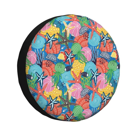 Kdxio Starfish And Algae for Tire Cover Wheel Protectors Tyre Covers Weatherproof Wheel Covers Universal Fit for Trailer Rv SUV Truck Camper Travel Trailers 17 inch