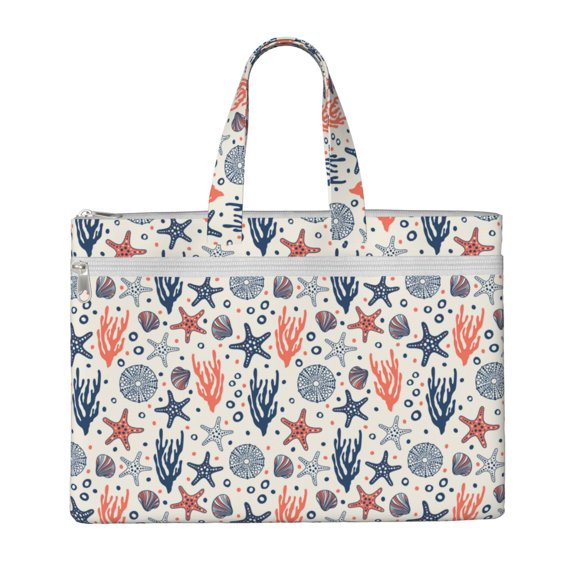 Kdxio Starfish Shell File Tote Document Bag Business Briefcase Bag Document Organizer Tote Briefcase for Letter A4 Files Business Teacher Office Bag