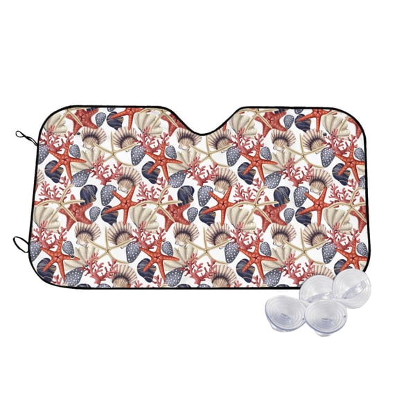 Kdxio Starfish Shell Print Windshield Sun Shade,UV Rays and Sun Heat Protection,Sunshade for Car Windshield,Car Shade Front Windshield - Medium