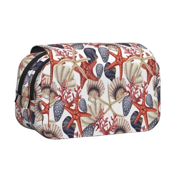 Kdxio Starfish Shell for Double Compartment Pen Case Oxford Organizer with Zipper Pockets for Students Artists
