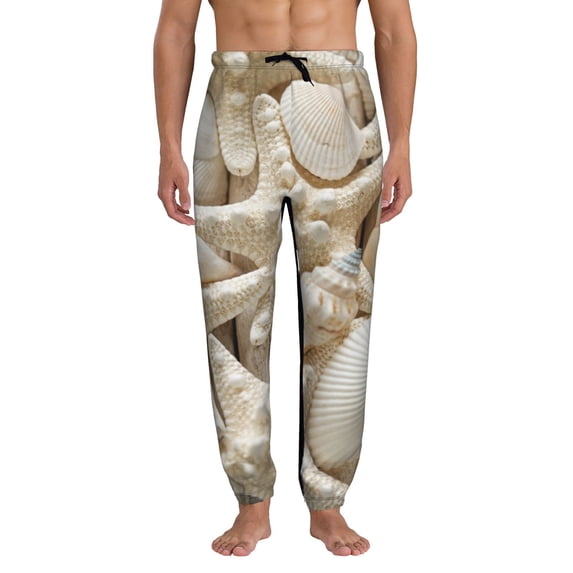 Kdxio Starfish and Sea Shells Pattern Joggers,Sweatpants for Men with Pockets-Large