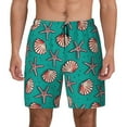 thumbnail image 1 of Kdxio Starfish and Shell Print Men's Swim Trunks with Compression Liner 7 Inch Inseam Quick Dry Swim Shorts, 1 of 7