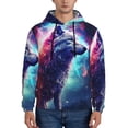 thumbnail image 1 of Kdxio Starry Multicolored Wolf Print Mens Casual Hooded Collar Drawstring Hoodies Pullover Sweatshirts Casual Long Sleeve Shirts-Medium, 1 of 7