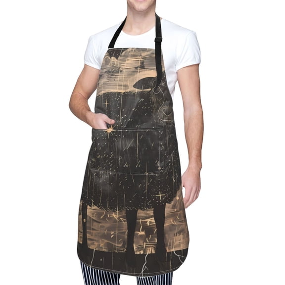 Kdxio Starry Night Black Sheep Apron with Pockets Adjustable Kitchen Aprons for Men Women Waterproof Aprons for Cooking,Drawing,Crafting, Baking Household Cleaning