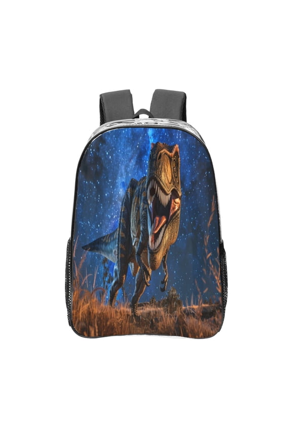 Starry Night Charging Dinosaur Clear Backpack, Transparent Bookbag for School for Women Men, Capacity Clear Bag for College, Travel