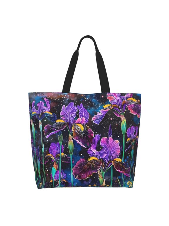 Starry Night Iris Field Casual Tote Bags Women Big Capacity Shoulder Bag for Women Travel Shoulder Bags Handbags