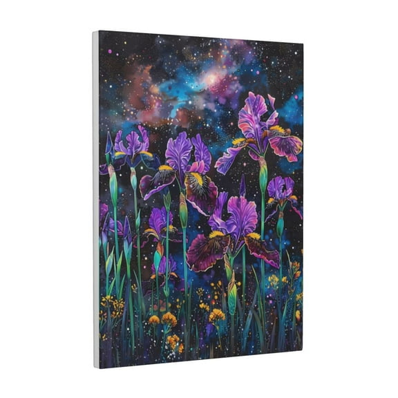 Kdxio Starry Night Iris Field Pattern Canvas Wall Art 12x16 Inches - Waterproof HD Print Solid Wood Frame for Living Room & Bathroom,Vertical