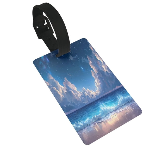 Kdxio Starry Night Ocean View Luggage Tags Privacy Cover ID Label Suitcase Tags Identifiers For School Bags,Suitcases