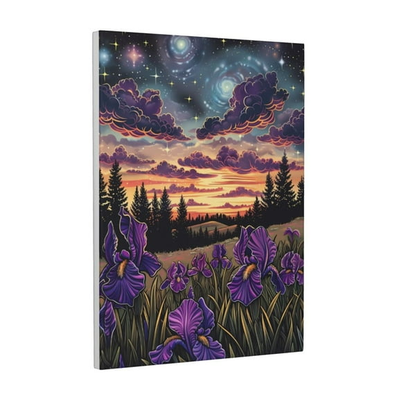 Kdxio Starry Night Purple Irises Pattern Canvas Wall Art 12x16 Inches - Waterproof HD Print Solid Wood Frame for Living Room & Bathroom,Vertical