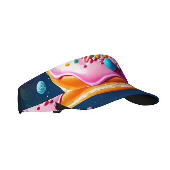 Kdxio Starry Sky Colorful Donut Print Sun Visor Hat Golf Visor Adjustable Velcro Outdoor Sports Cap for Men Women