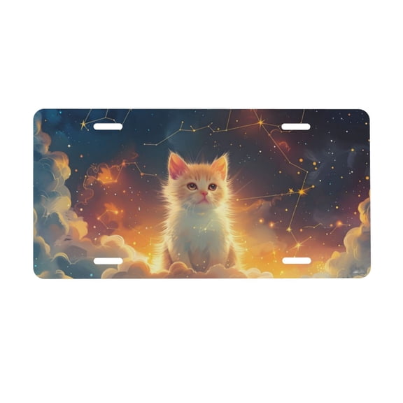 Kdxio Starry Sky Constellation Cat License Plate Car Front License Plate Car Decoration Car Accessories Front Tag Plate Standard Size