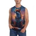 thumbnail image 1 of Kdxio Starry Sky Meditating Fox for Men's Muscle T-shirt,Sleeveless for Workout Running Athletic Gym Lounge Casual, 1 of 5