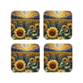 thumbnail image 1 of Kdxio Starry Sky Moon Sunflower Funny Coasters,4 Pcs Leather Coasters,Housewarming Gifts,Protect Furniture from Water Marks Scratch and Damage, 1 of 6