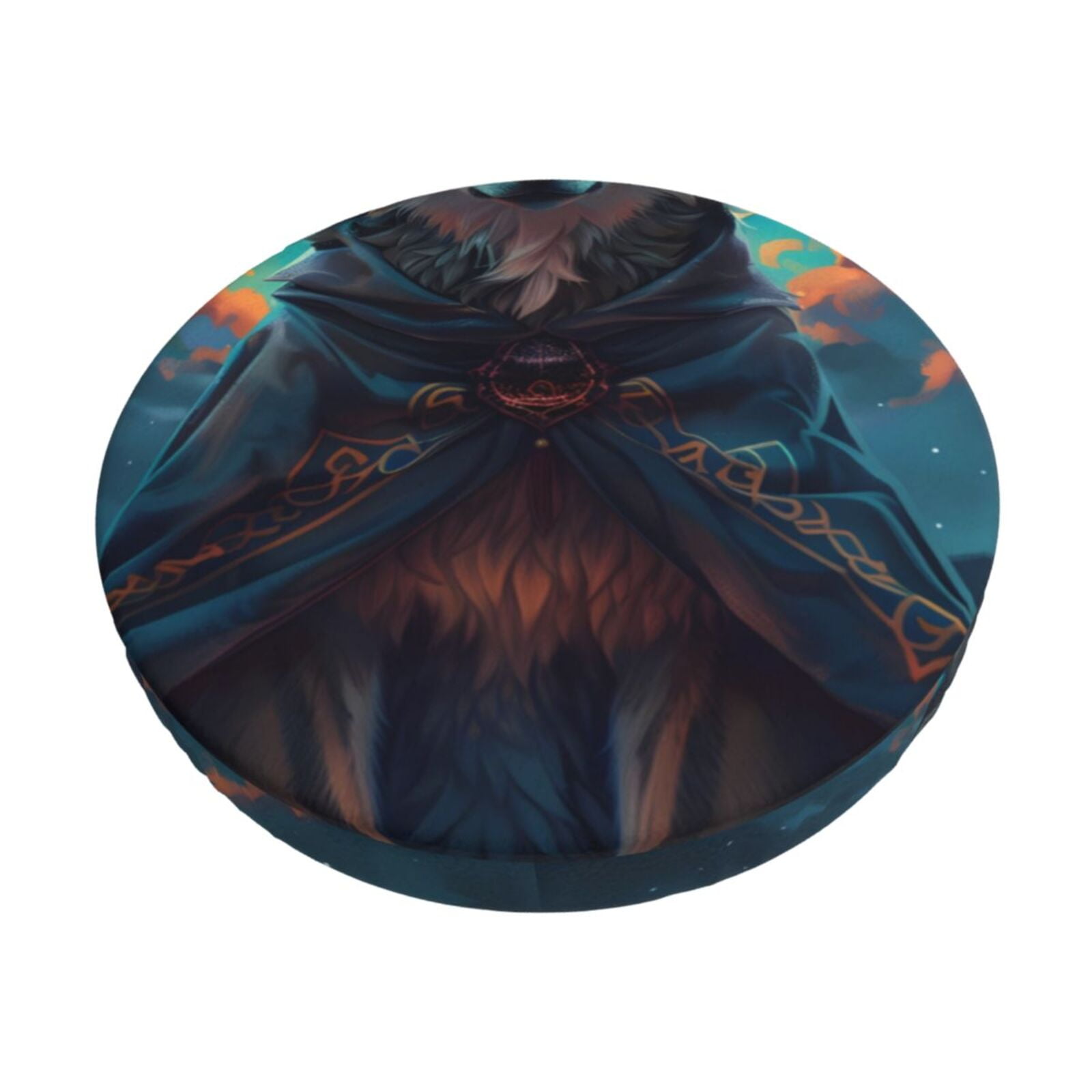 Kdxio Starry Sky Moon Wolf Leader Print Stool Covers Round,Stretch ...