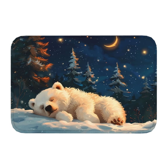 Kdxio Starry Sky Sleep White Bear,16" x 24", Non-Slip Front Door Mats,Outdoor Welcome Mat Washable