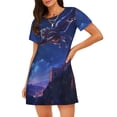 thumbnail image 1 of Kdxio Starry Sky Wall Flying Tiger Pattern Womens Short Sleeve Sleepshirt Scoopneck Cute Nightdress Ruffle Comfy Nightgown, 1 of 6