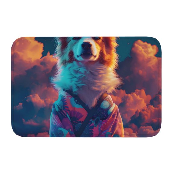 Kdxio Starry Sky White Cloud Puppy,16" x 24", Non-Slip Front Door Mats,Outdoor Welcome Mat Washable