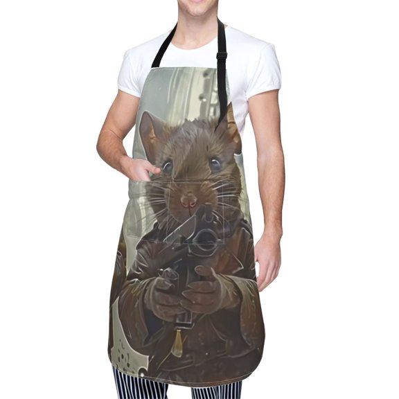 Kdxio Steampunk Space Mice Warriors Apron with Pockets Adjustable Kitchen Aprons for Men Women Waterproof Aprons for Cooking,Drawing,Crafting, Baking Household Cleaning