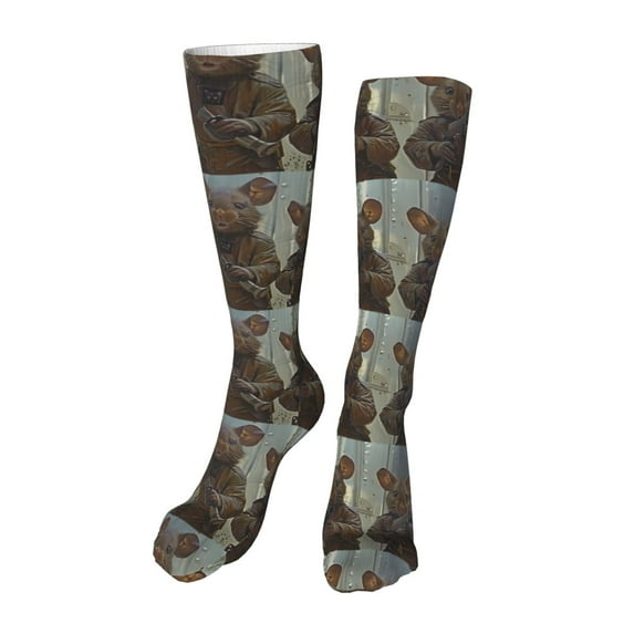 Kdxio Steampunk Space Mice Warriors Funny Silky Novelty Funky Long Knee High Socks Soft 3D Print Cosplay Crazy Stockings for Men Women