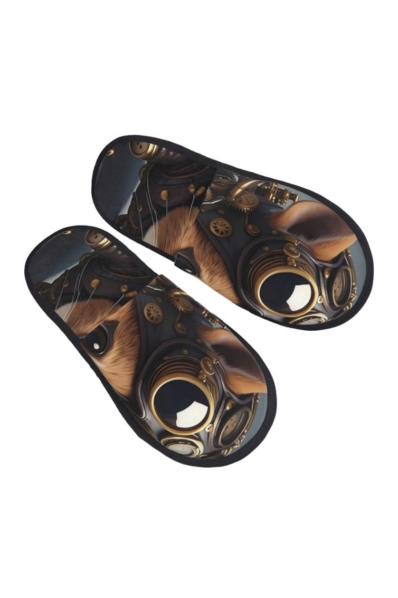 Steampunk Squirrel Pilot Pattern Slippers for Women Memory Foam Fuzzy House Slippers Bedroom Non-slip Warm Womens Slippers