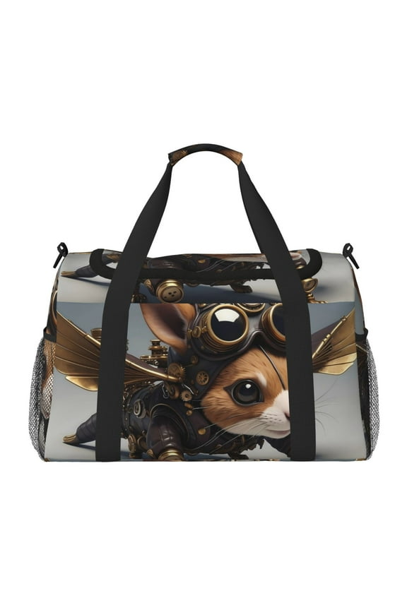 Steampunk Squirrel Pilot Travel Duffel Bag Gym Bag Weekender Travel Bag Gym Bag for Women &Men Airplane Travel Essentials for Flying