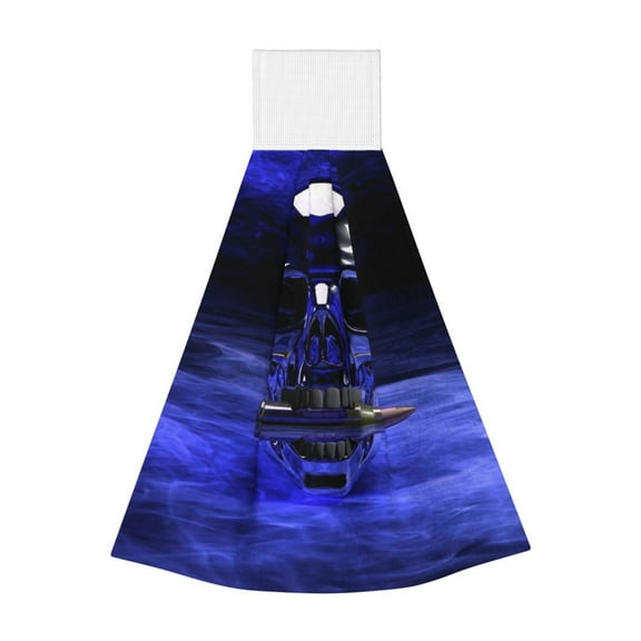 Kdxio Steel Skull Hand Towel with Loop Hanging Towel Absorbent Tie Towels for Kitchen Tea Bar Bathroom Decor