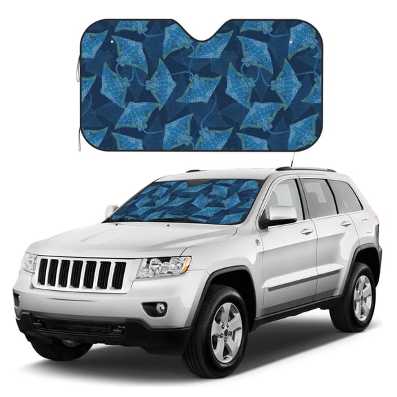 Kdxio Stingray Print Windshield Sun Shade, Foldable Sun Blocker for Car,Truck,SUV Automotive Interior Sun Protection,Reflective Shade for Front Windshield(Small)